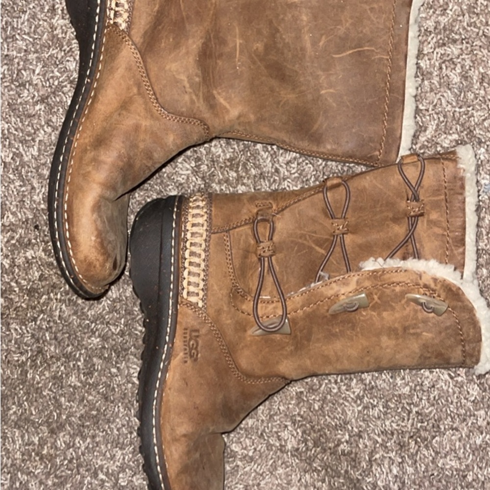 UGG Australian Tan Leather Boots with Shearling